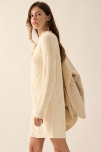 Believe in You Ribbed Knit Mini Sweater Dress - ShopPromesa