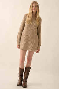 Believe in You Ribbed Knit Mini Sweater Dress - ShopPromesa