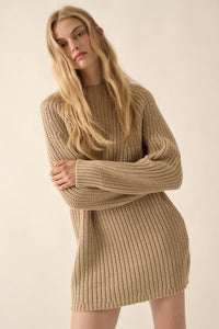 Believe in You Ribbed Knit Mini Sweater Dress - ShopPromesa