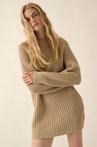 Believe in You Ribbed Knit Mini Sweater Dress - ShopPromesa