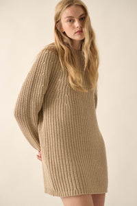 Believe in You Ribbed Knit Mini Sweater Dress - ShopPromesa