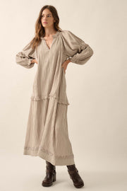 Peaceful Prairie Textured Tiered Maxi Dress - ShopPromesa