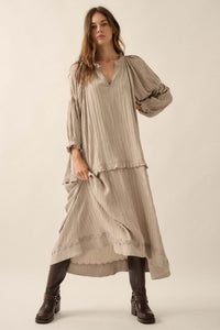 Peaceful Prairie Textured Tiered Maxi Dress - ShopPromesa