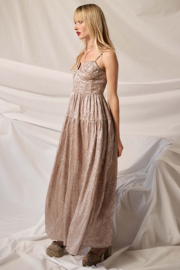 Precious Metals Textured Metallic Maxi Dress - ShopPromesa