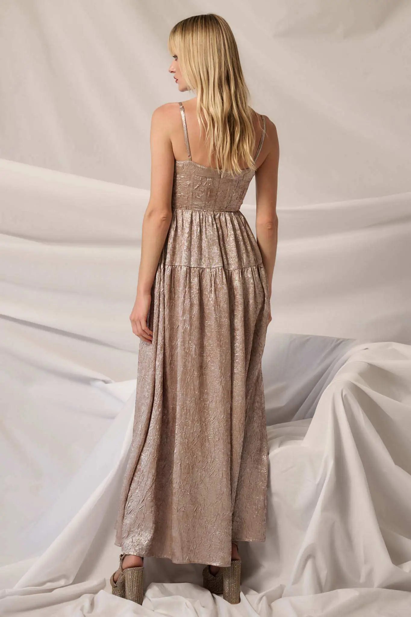 Precious Metals Textured Metallic Maxi Dress Precious Metals Textured Metallic Maxi Dress