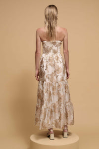 Gilded Garland Metallic Floral Brocade Maxi Dress - ShopPromesa