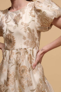 Golden Grove Metallic Floral Brocade Mini Dress - ShopPromesa