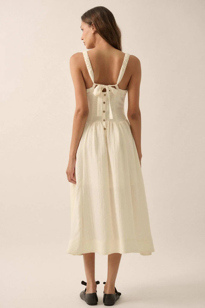 Lovely Life Tonal-Stripe Fit-and-Flare Midi Dress - ShopPromesa