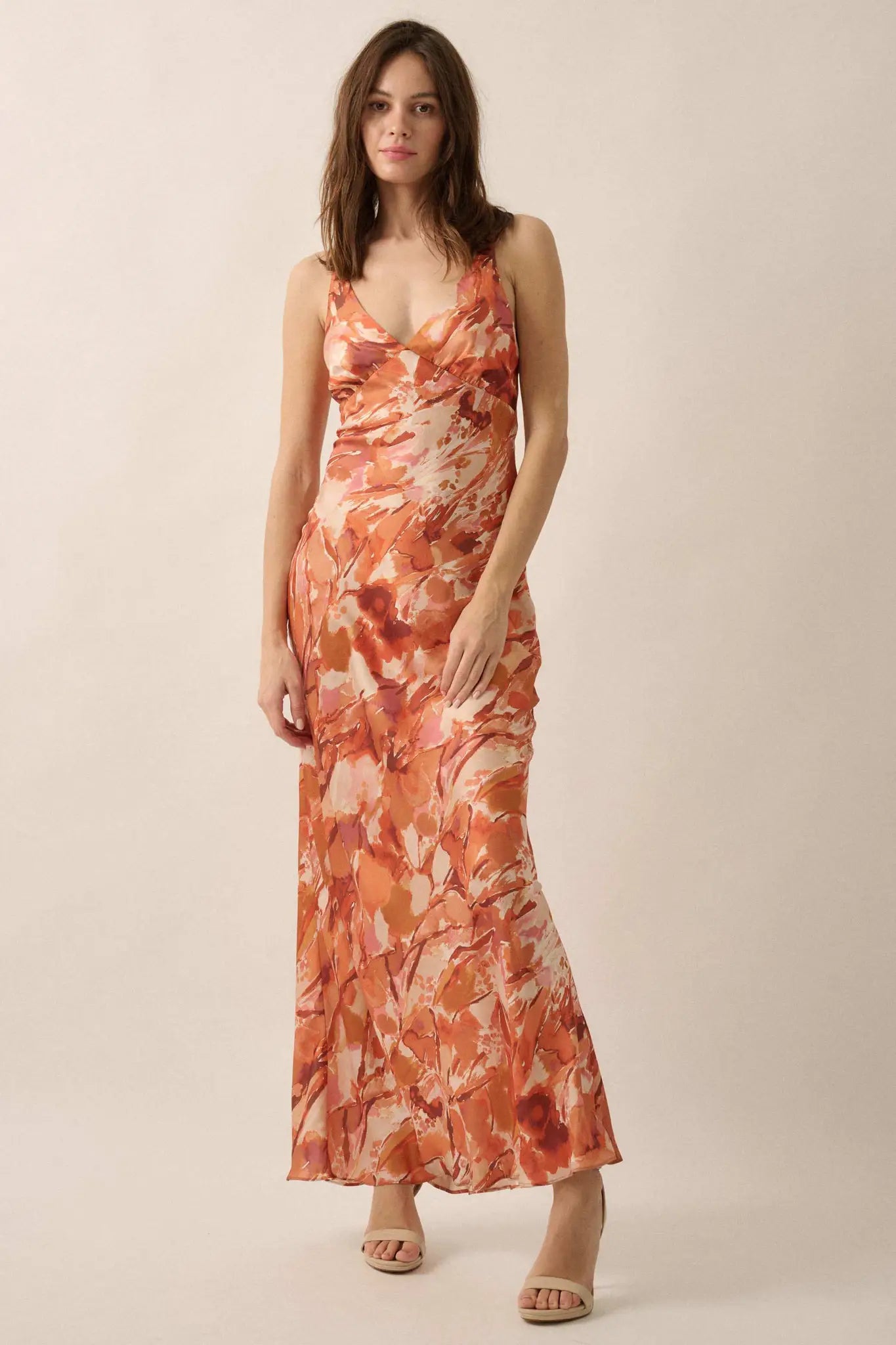 Dream Come True Abstract-Print Satin Maxi Dress - ShopPromesa
