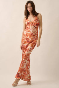 Dream Come True Abstract-Print Satin Maxi Dress - ShopPromesa