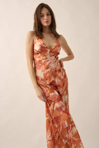 Dream Come True Abstract-Print Satin Maxi Dress - ShopPromesa
