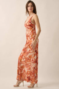 Dream Come True Abstract-Print Satin Maxi Dress - ShopPromesa