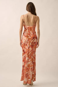 Dream Come True Abstract-Print Satin Maxi Dress - ShopPromesa