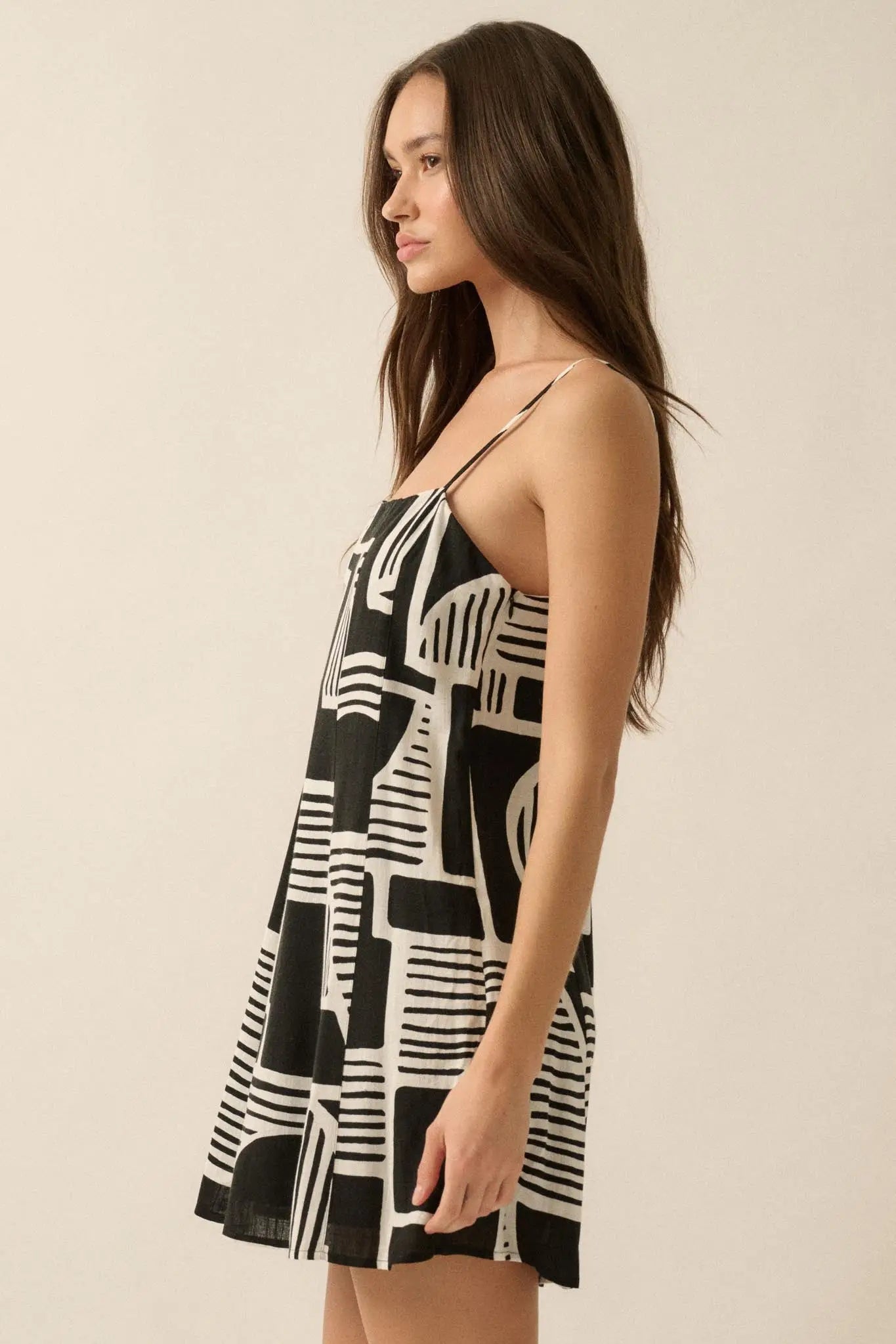Shape and Form Geo-Print A-Line Mini Dress Black / S Shape and Form Geo-Print A-Line Mini Dress Black / S