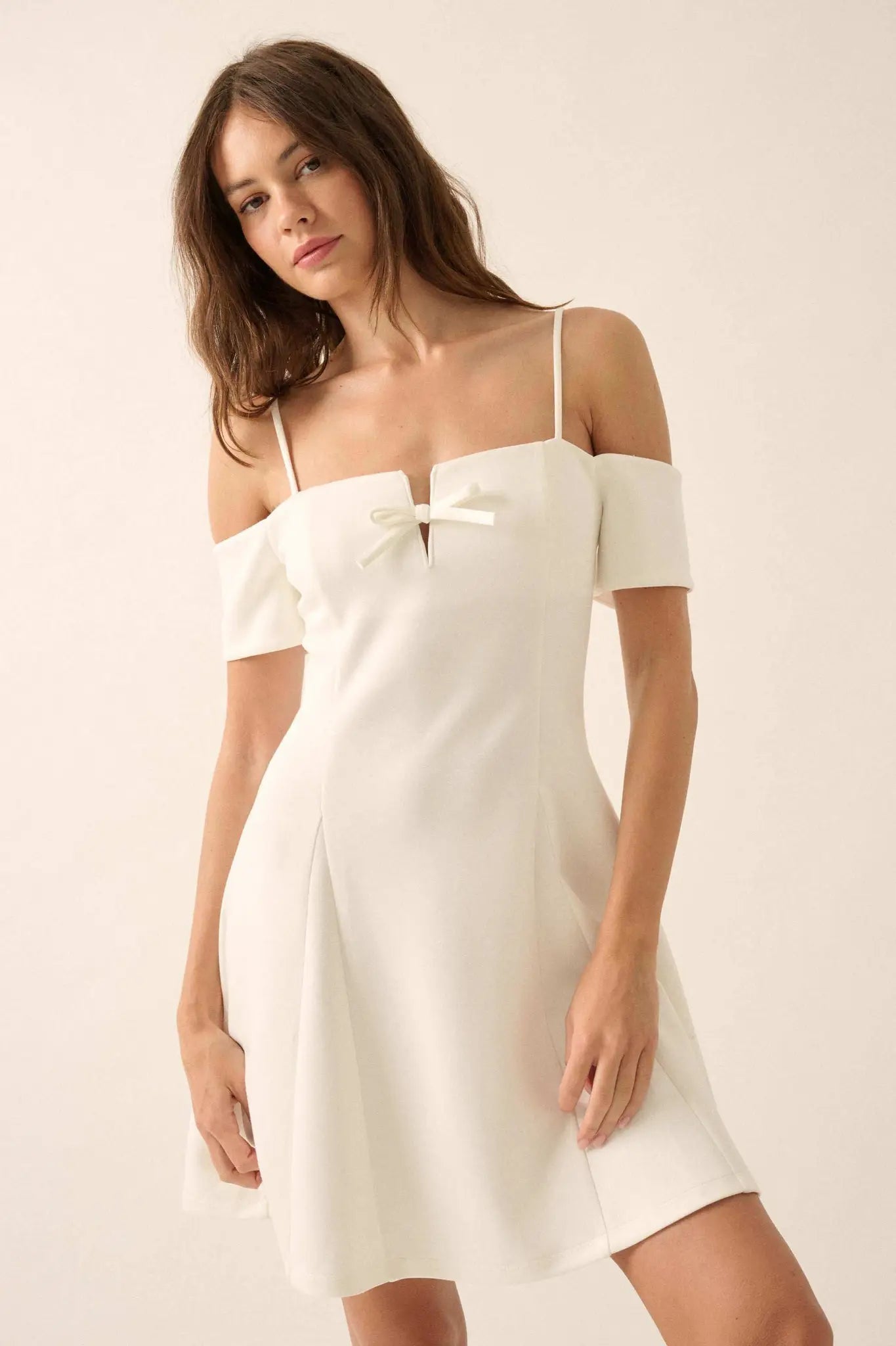 Simple Bliss Cold-Shoulder Scuba Mini Dress - ShopPromesa