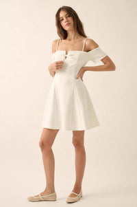 Simple Bliss Cold-Shoulder Scuba Mini Dress - ShopPromesa