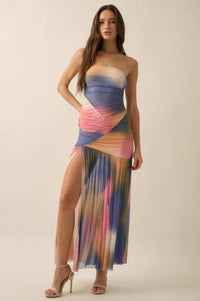 Color My World Tie-Dye Mesh Strapless Maxi Dress - ShopPromesa