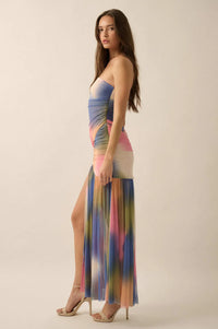 Color My World Tie-Dye Mesh Strapless Maxi Dress - ShopPromesa
