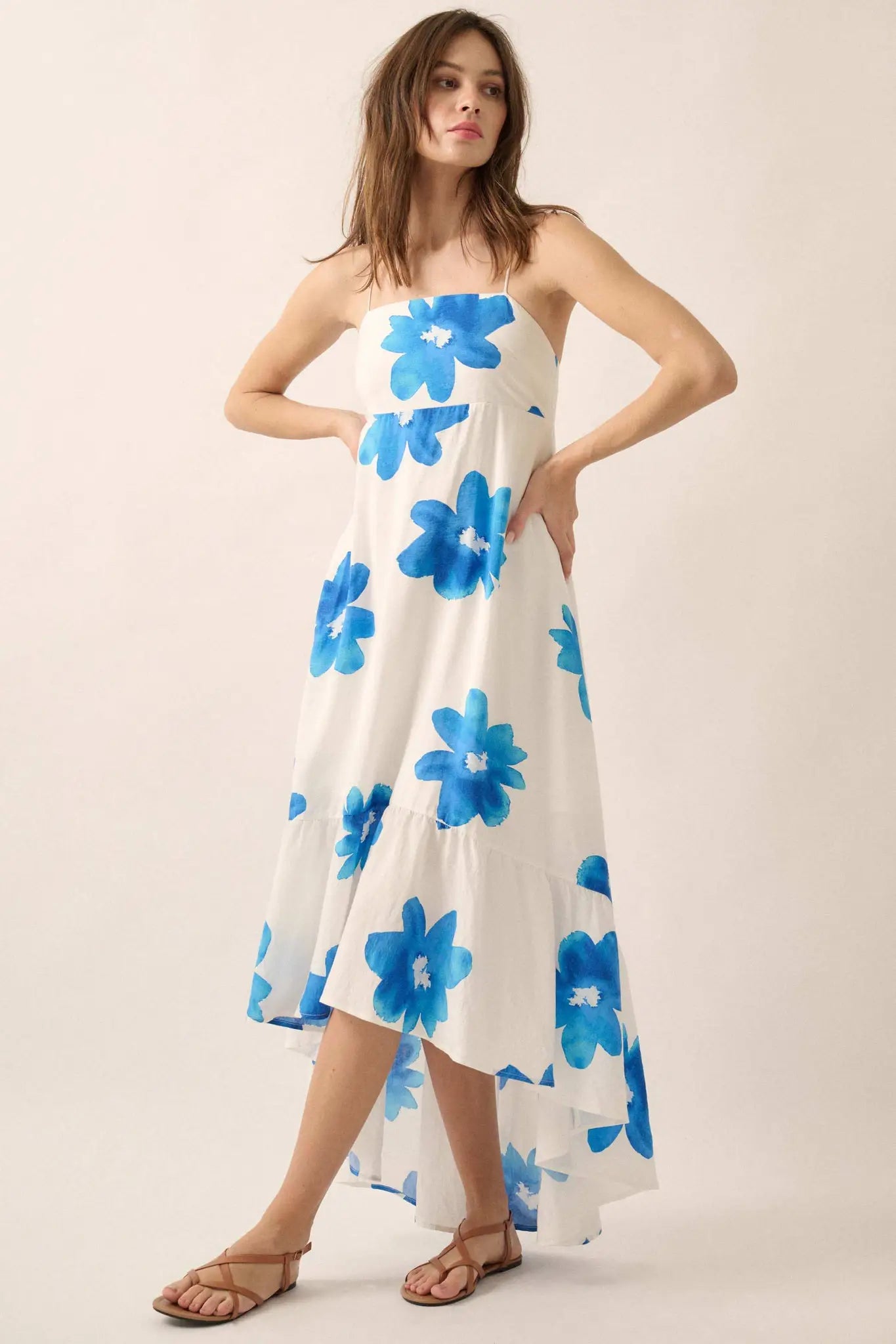 Beautiful Season Floral High-Low Ruffle Maxi Dress - ShopPromesa