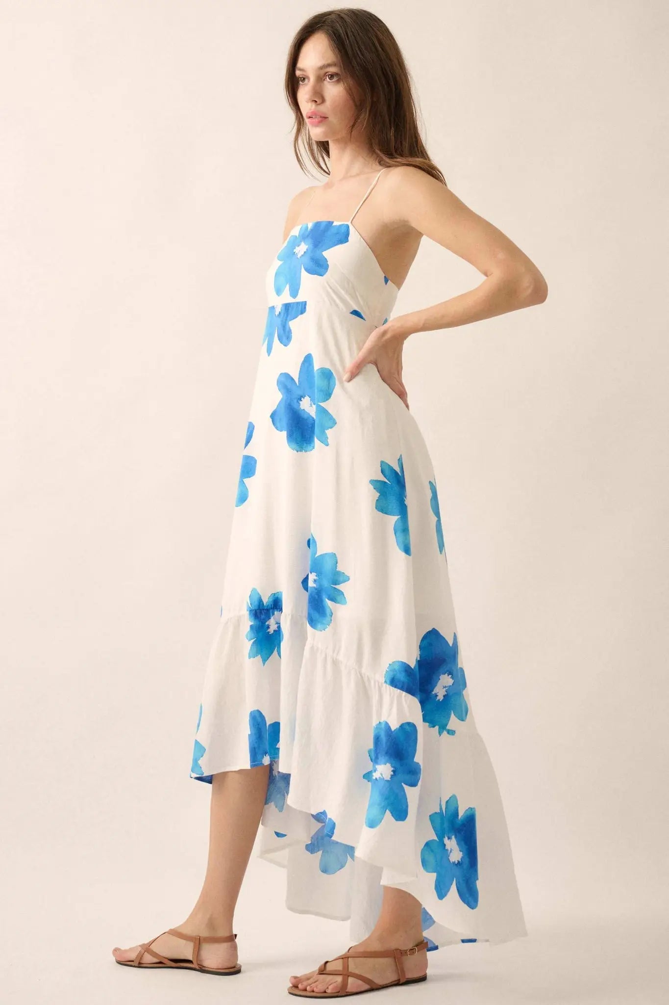 Beautiful Season Floral High-Low Ruffle Maxi Dress - ShopPromesa