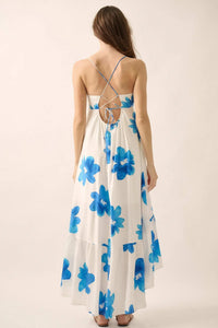 Beautiful Season Floral High-Low Ruffle Maxi Dress - ShopPromesa