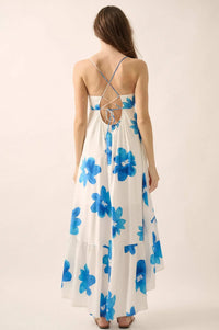 Beautiful Season Floral High-Low Ruffle Maxi Dress - ShopPromesa