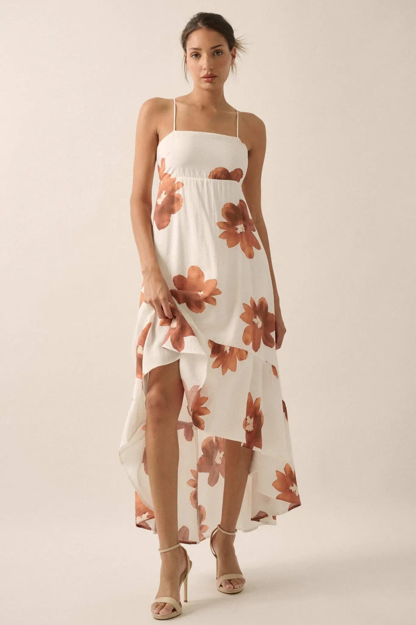 Beautiful Season Floral High-Low Ruffle Maxi Dress - ShopPromesa