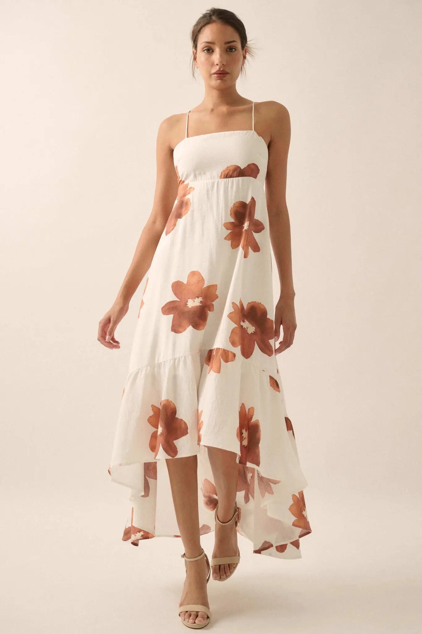 Beautiful Season Floral High-Low Ruffle Maxi Dress - ShopPromesa