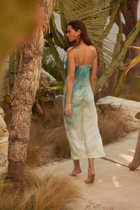 Gentle Rain Tie-Dye Satin Cowl-Neck Maxi Dress - ShopPromesa