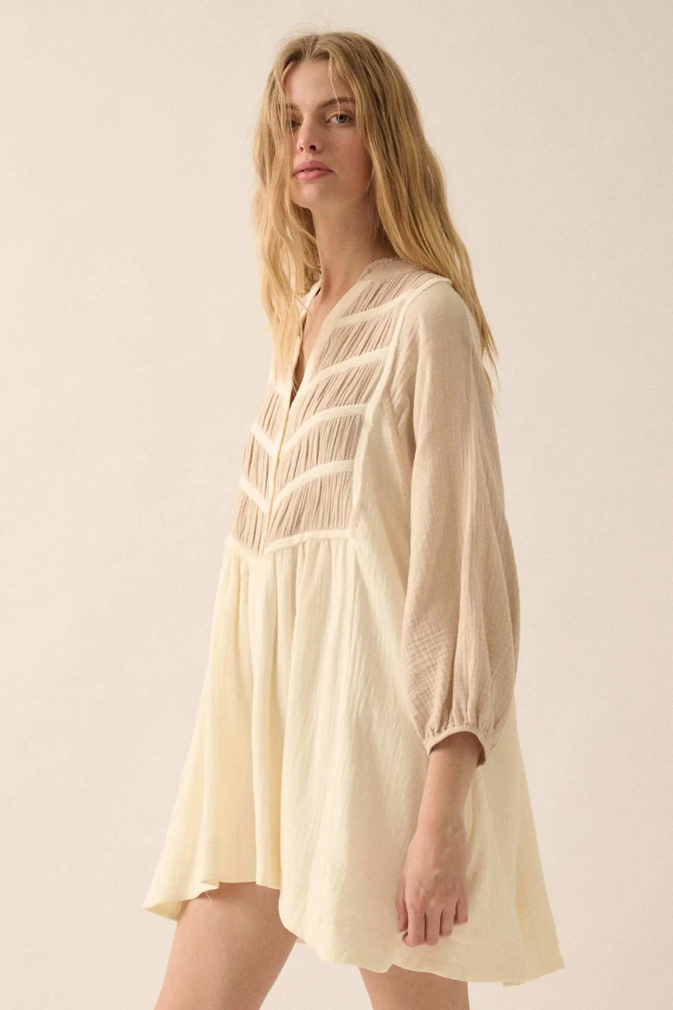 Soft Serenity Crinkle Cotton Babydoll Mini Dress - ShopPromesa