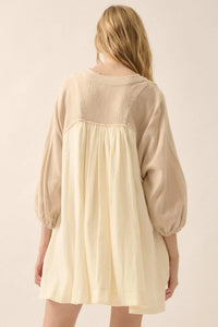 Soft Serenity Crinkle Cotton Babydoll Mini Dress - ShopPromesa