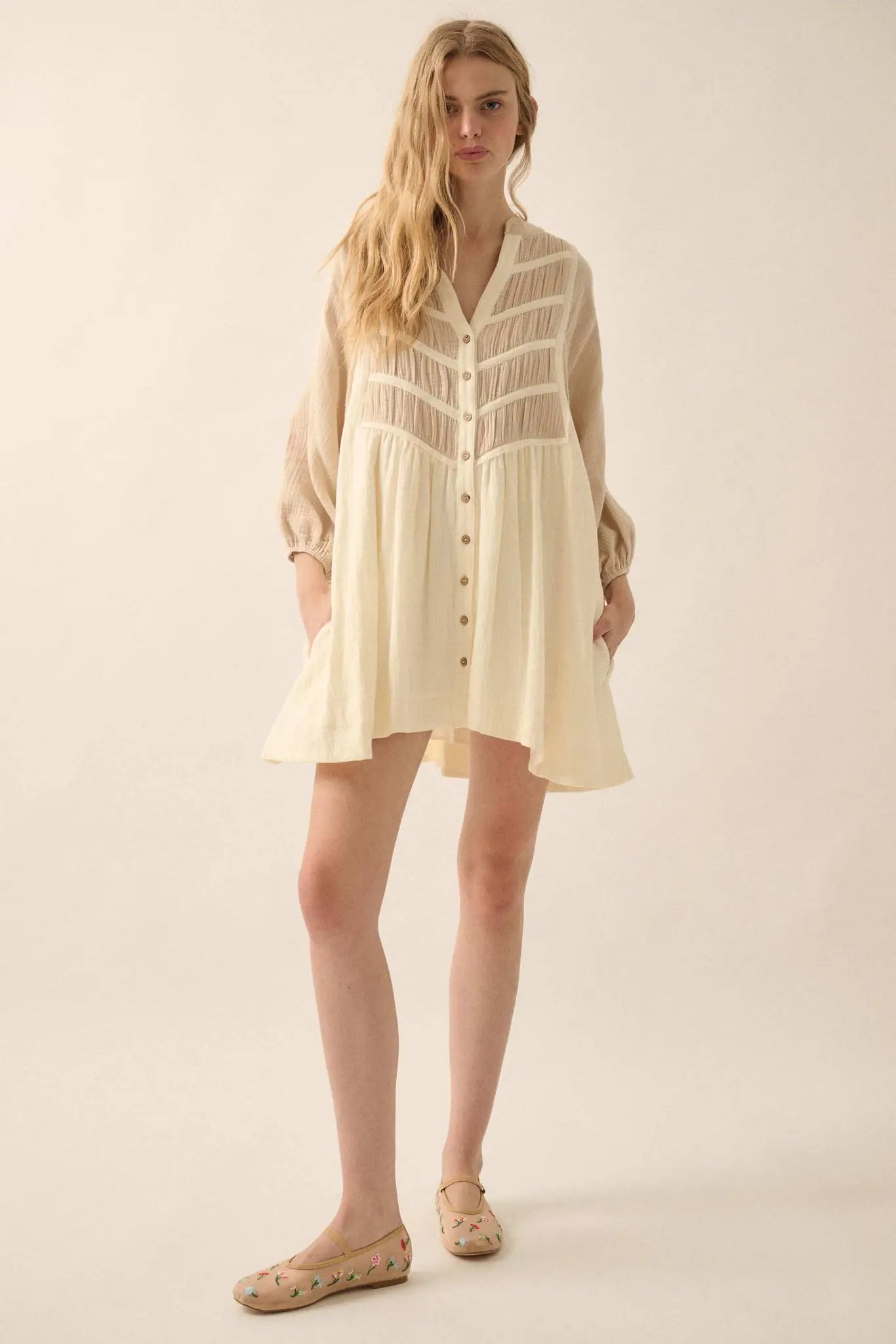 Soft Serenity Crinkle Cotton Babydoll Mini Dress - ShopPromesa