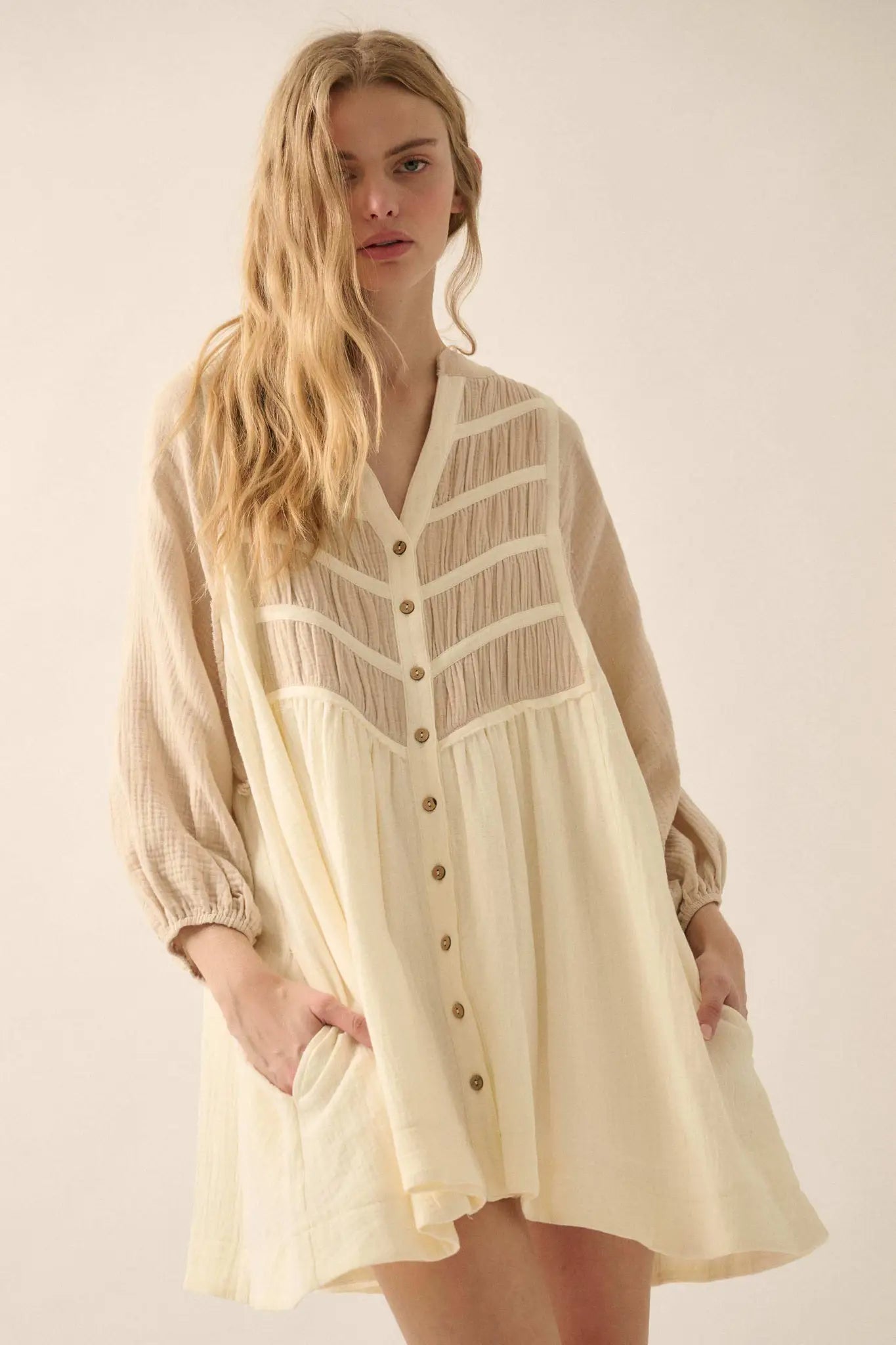 Soft Serenity Crinkle Cotton Babydoll Mini Dress - ShopPromesa