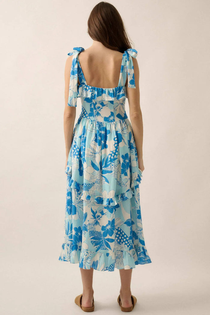 Hot Tropics Floral Button-Front Ruffle Midi Dress - ShopPromesa