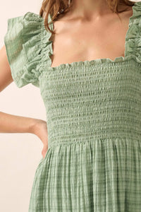 Sweet Sensation Ruffled Paid Tiered Midi Dress - ShopPromesa