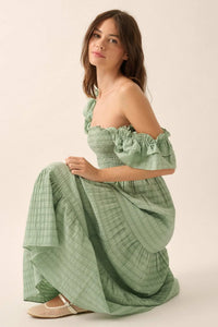 Sweet Sensation Ruffled Paid Tiered Midi Dress - ShopPromesa