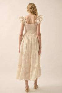 Sweet Sensation Ruffled Paid Tiered Midi Dress - ShopPromesa