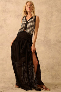 The Emma Infinity Dress in Striped Floral Lace - ShopPromesa