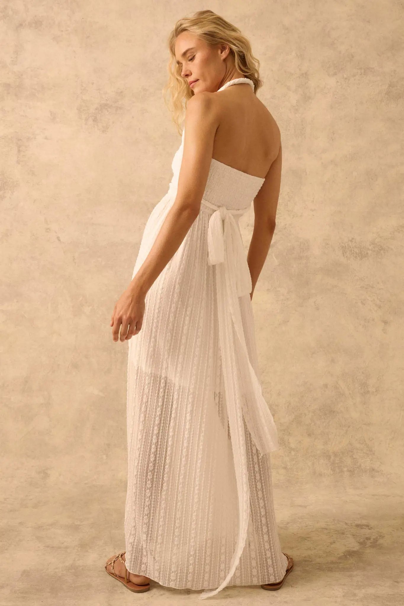 The Emma Infinity Dress in Striped Floral Lace - ShopPromesa