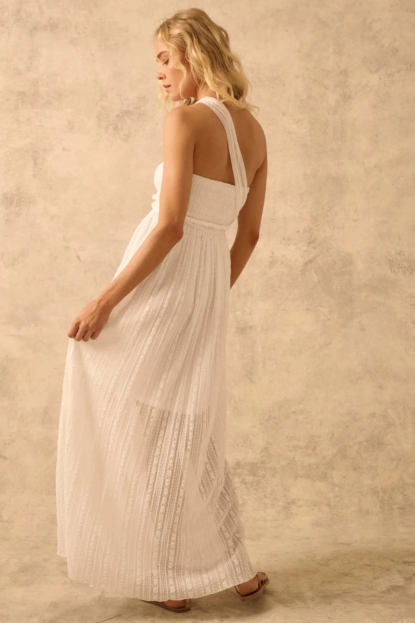 The Emma Infinity Dress in Striped Floral Lace - ShopPromesa