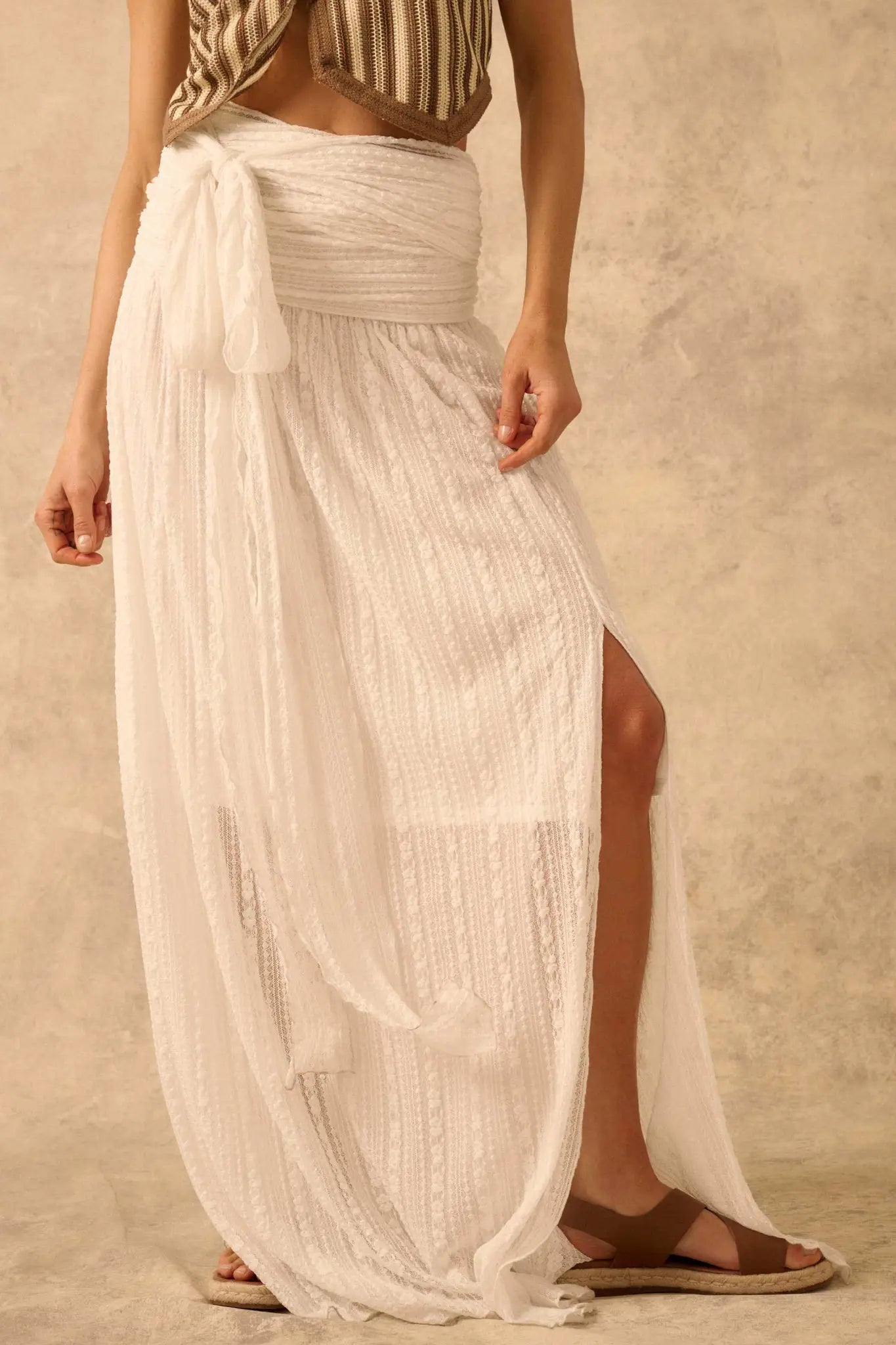 The Emma Infinity Dress in Striped Floral Lace - ShopPromesa