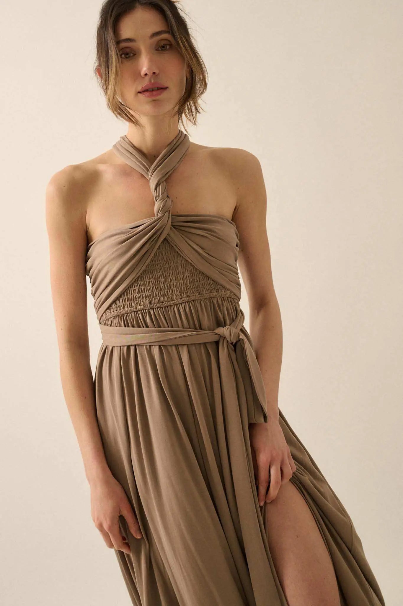 The Emma Infinity Dress in Modal Jersey Knit, Stone / L The Emma Infinity Dress in Modal Jersey Knit, Stone / L