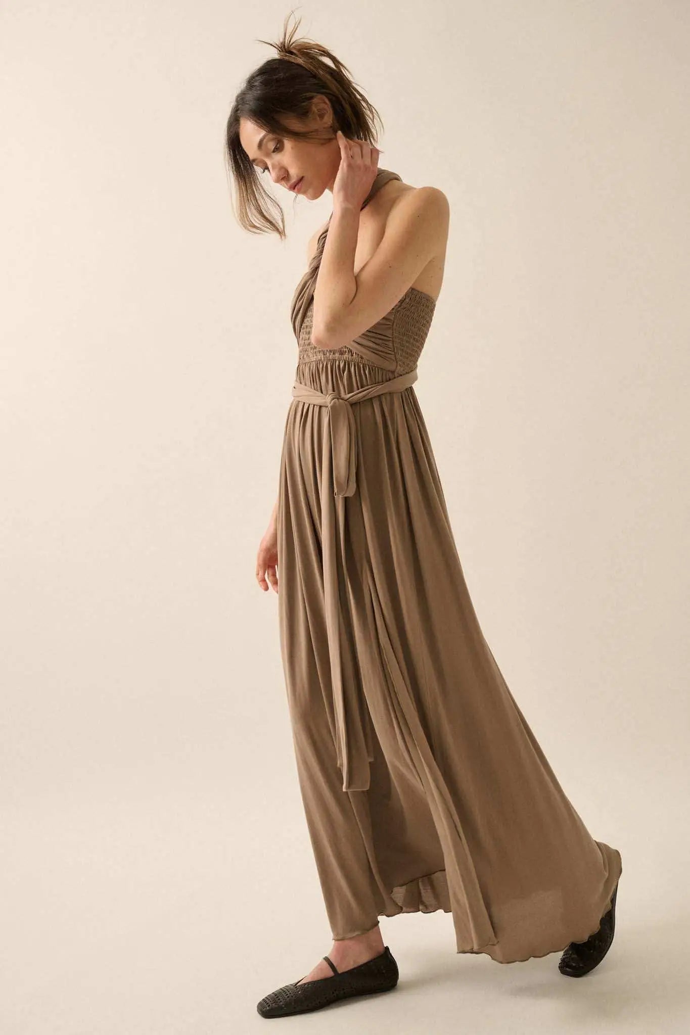 The Emma Infinity Dress in Modal Jersey Knit, Stone / L The Emma Infinity Dress in Modal Jersey Knit, Stone / L