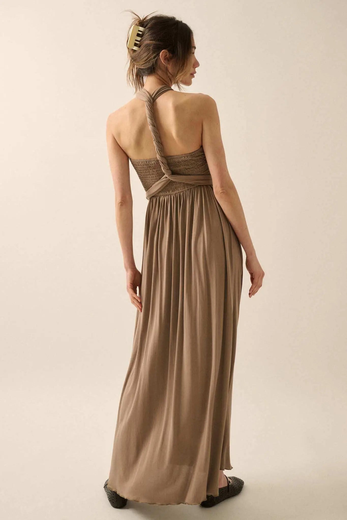 The Emma Infinity Dress in Modal Jersey Knit, Stone / L The Emma Infinity Dress in Modal Jersey Knit, Stone / L