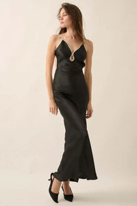 Silken Touch Textured Satin Open-Back Maxi Dress - ShopPromesa