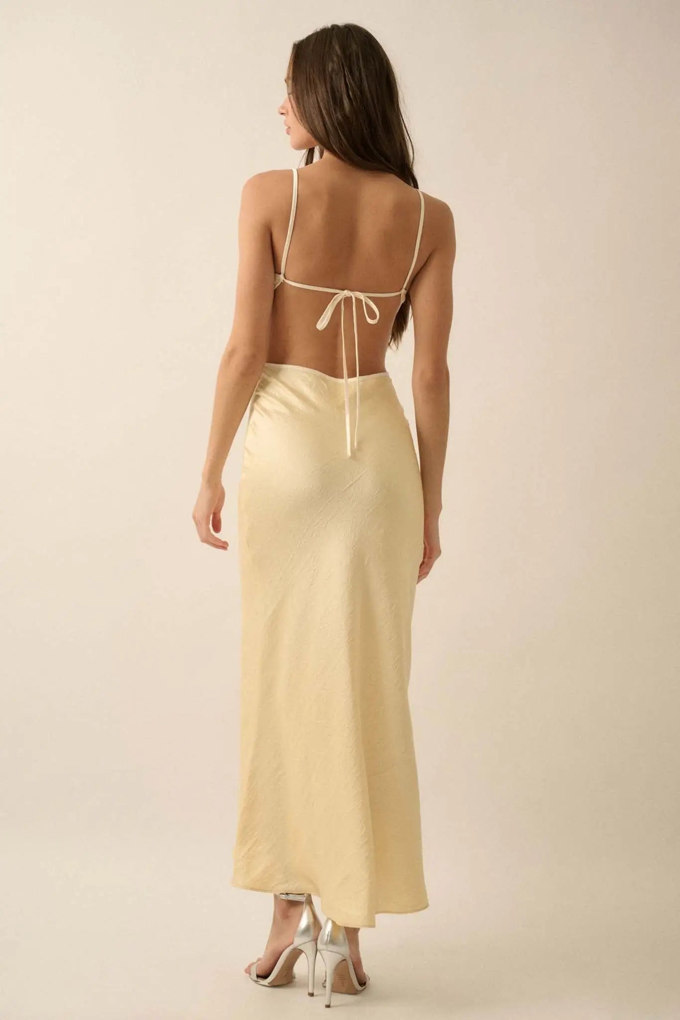 open back maxi satin dress PEARL SATIN OPEN BACK MAXI DRESS