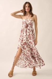 Way to Grow Floral Ruffled Halter Maxi Dress - ShopPromesa