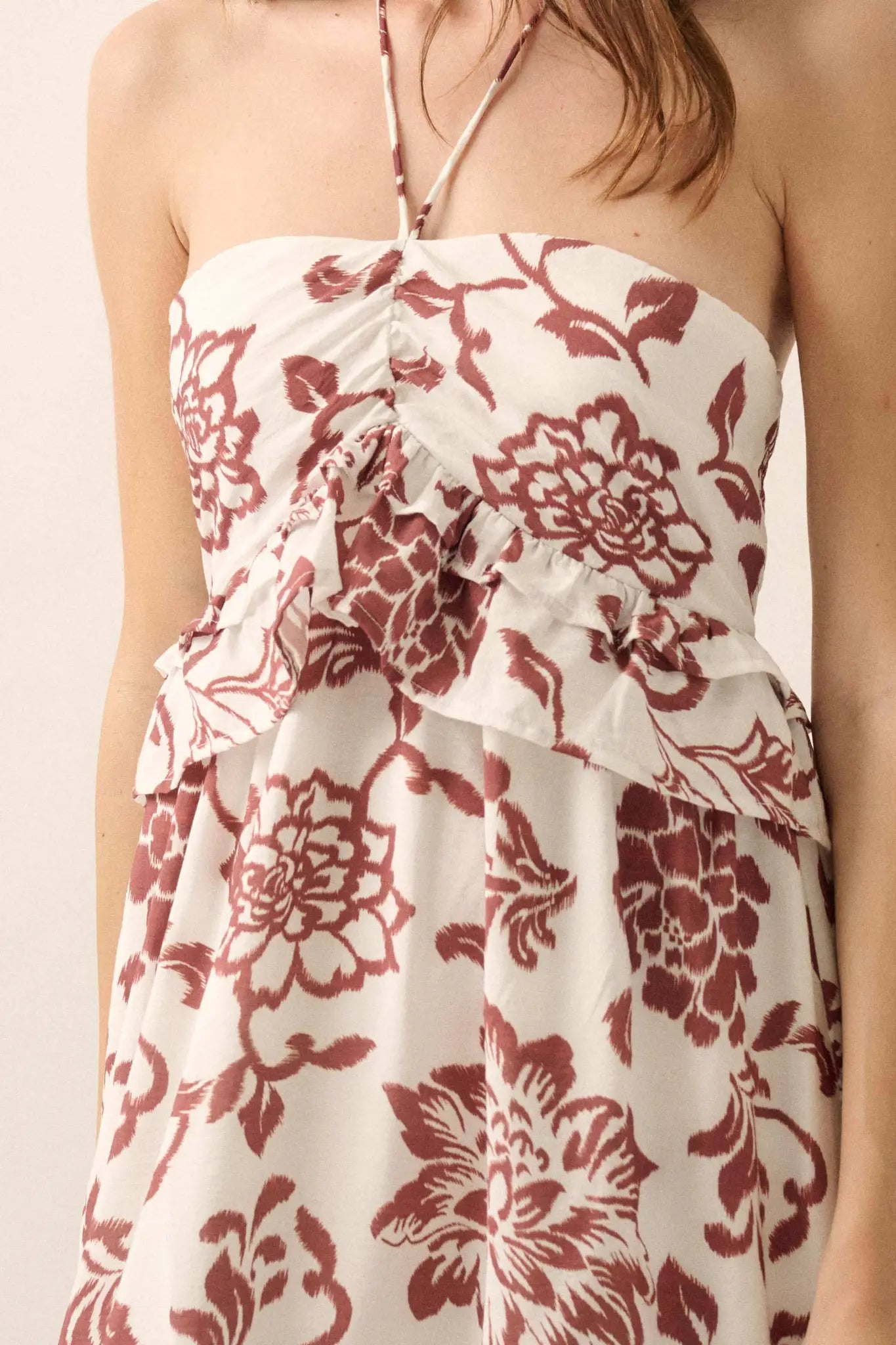 Way to Grow Floral Ruffled Halter Maxi Dress - ShopPromesa