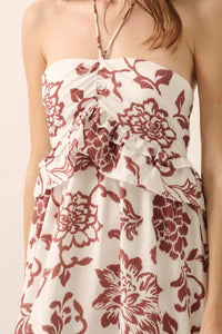Way to Grow Floral Ruffled Halter Maxi Dress - ShopPromesa