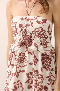 Way to Grow Floral Ruffled Halter Maxi Dress - ShopPromesa